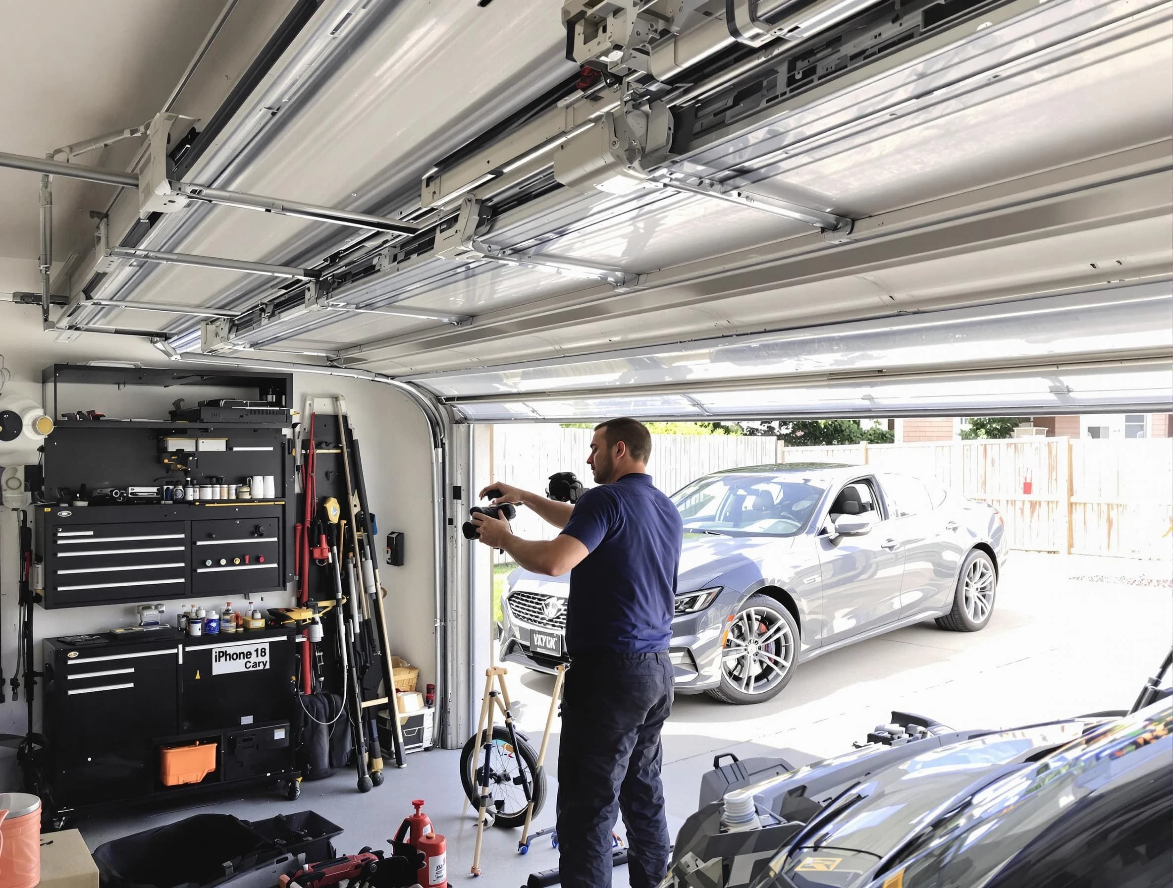 Hampton Garage Door Repair technician fixing noisy garage door in Hampton